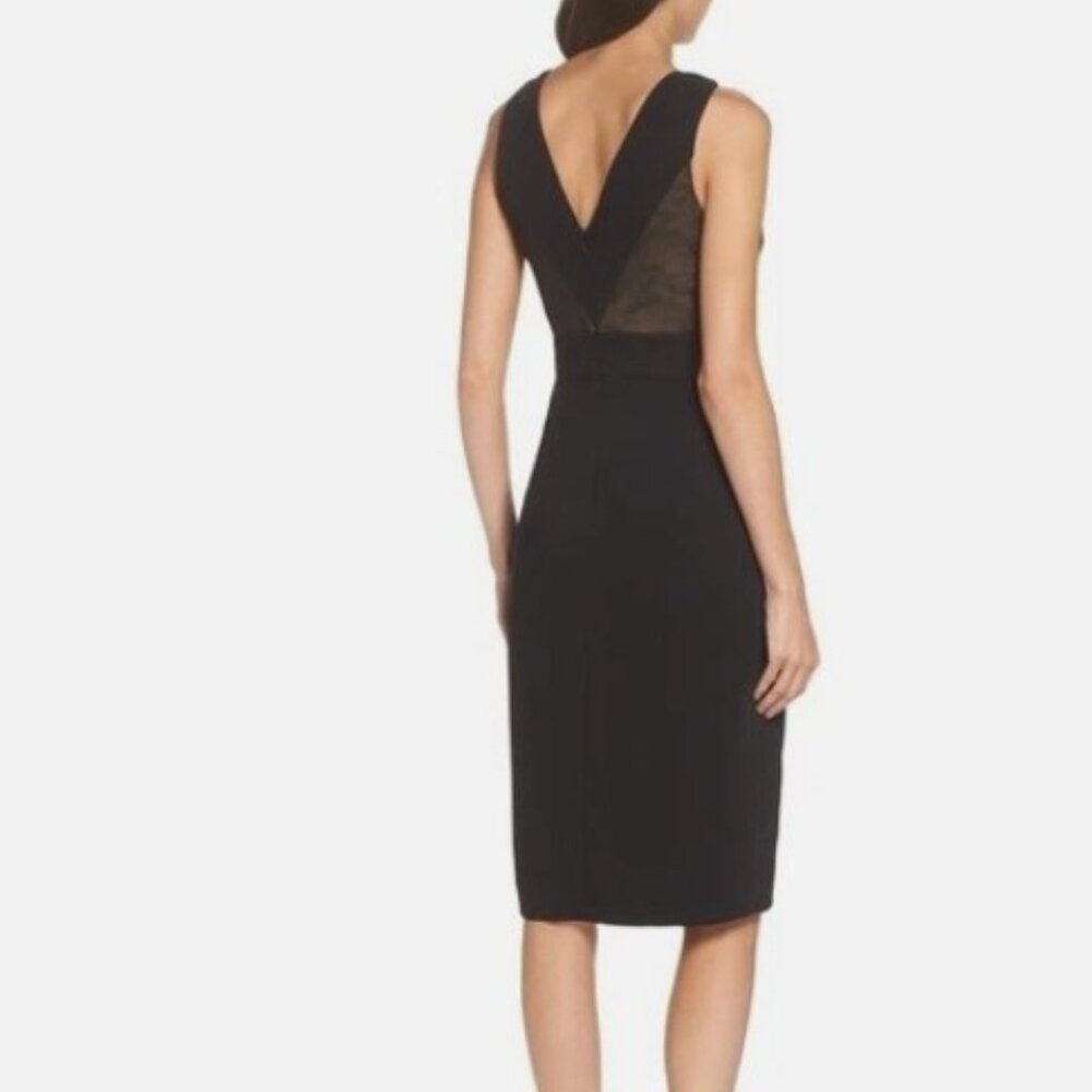 Harlyn Metallic Panel V-Neck Sleeveless Cocktail Sheath Dress Black XL - Picture 3 of 14